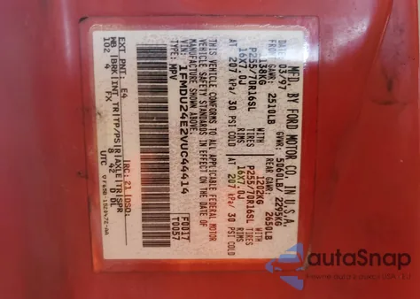 1998 Ford Explorer from USA, damaged, VIN 1FMDU24E2VUC44414